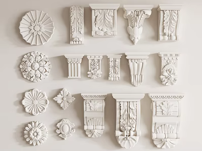 Classical Architectural Capitals With Intricate Ornate Carvings And Decorative Details 3d model