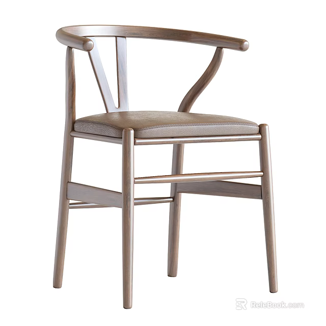 Modern Leisure Chair With Wooden Frame Curved Armrests And Comfortable Upholstered Seat 3d model 