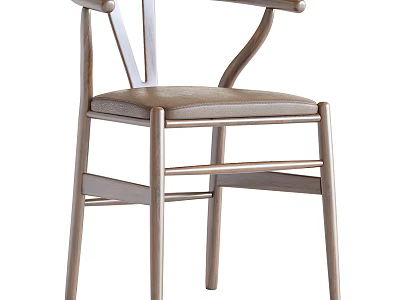 Modern Leisure Chair With Wooden Frame Curved Armrests And Comfortable Upholstered Seat 3d model