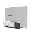 Modern Reception Background Wall Interior Design With Striped Textured Panels And Reception Desk 3d model