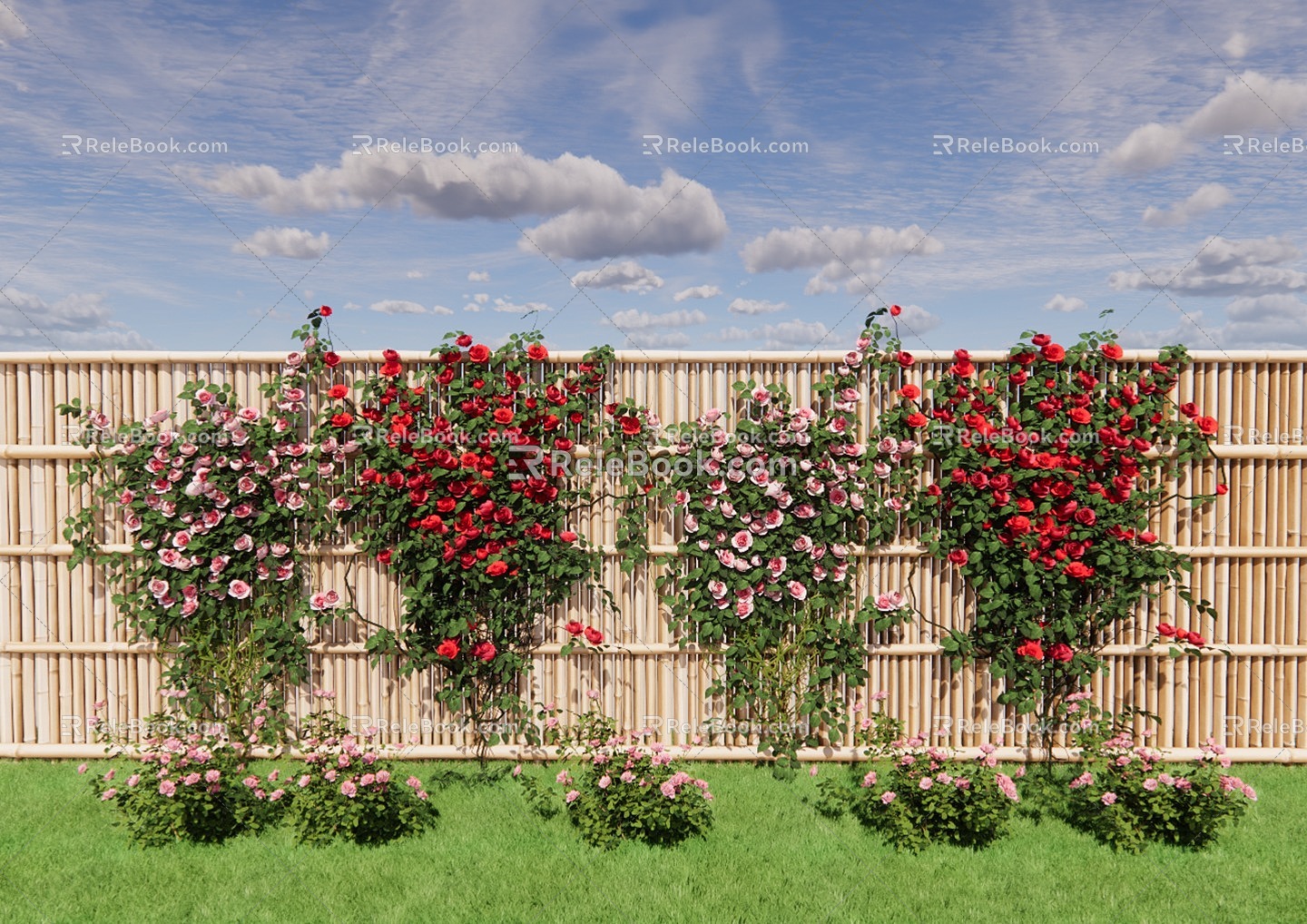 Modern Green Plant Wall Vine Plant Rose Wall Green Plant Rose Flower Climbing Vine 3d model