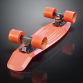 Durable Orange Skateboard Sports Equipment With Smooth Orange Wheels And Black Trucks