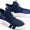 Stylish Blue Lace Up Sneakers With White Sole And Stripes