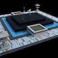 Garden Ornaments With Crane Sculptures Square Water Pool Stone Lanterns And Tiled Ground