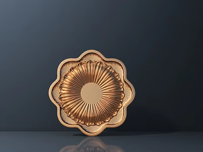 Golden Petal Shaped Circular Commercial Equipment With Radial Texture On Dark Background 3d model