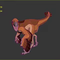 Orange Low Poly Style Dinosaur Model With Dynamic Pose And Reflective Surface 3d model