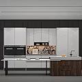 Modern Kitchen With Wooden And White Cabinets Island Drawers Decorative Backsplash And White Countertop