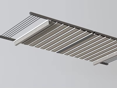 Durable Metal Sunshade With Striped Slats Design For Outdoor Sun Protection And Shading 3d model