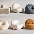 Comfortable Bean Bag Chairs With Various Styles And Soft Fabric In Different Colors 3d model