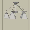 Modern Ceiling Chandelier With Metal Frame And White Shades For Interior Lighting