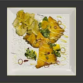 Delicious Yellow Main Dish With Green Vegetables Crispy Chips And Red Garnish On White Plate