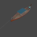 Traditional Wooden Boat With Blue Canopy And Outboard Motor For Water Travel