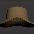 Tan Wide Brimmed Fabric Hat With Ribbon Band For Daily Outdoor Sun Protection Wear