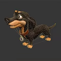 Playful Cartoon Dachshund Character 3D Rendered With Purple Body Red Collar And Friendly Expression