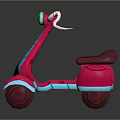 3D Model Motorcycle With Pink Blue Body Horn Big Eye And Purple Seat