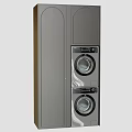 Modern Wall Cabinet Design with Built-in Washing Machine and Dryer for Home Laundry Room