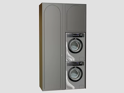 Modern Wall Cabinet Design with Built-in Washing Machine and Dryer for Home Laundry Room 3d model