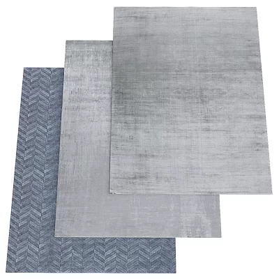 Modern Three Piece Square Rugs With Gray Herringbone And Minimalist Soft Textures 3d model