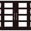 Modern Entrance Door With Wooden Frame Frosted Glass Panels And Metal Handles