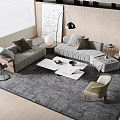 Modern living room fashion simple home living room 3d model