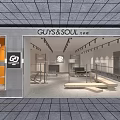 Guys and Soul Men's Clothing Store Modern Open Storefront With Display Racks And Lighting