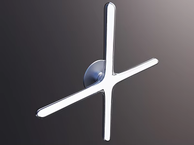 Modern Silver Cross Shaped Wall Lamp With Sleek Minimalist Design Mounted On Dark Background Wall 3d model