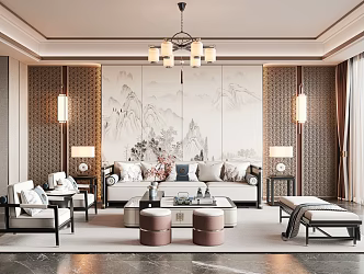 New Chinese Living Room 3d model