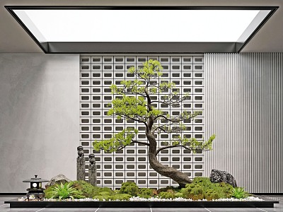 New Chinese Style Landscape Sketch Courtyard Landscape Sketch Plant Landscape Sculpture Landscape Tree Flowers and Plants Shrubs Green Plant Indoor Plant Landscaping model