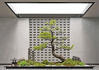 New Chinese Style Landscape Sketch Courtyard Landscape Sketch Plant Landscape Sculpture Landscape Tree Flowers and Plants Shrubs Green Plant Indoor Plant Landscaping 3d model