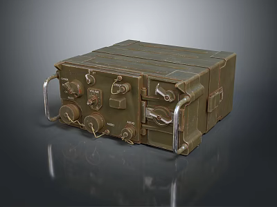 Vintage Military Style Green Metal Storage Box With Latches And Handles 3d model