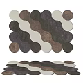 Modern Square Rug With Geometric Wave Patterns In Brown Gray And White Tones 3d model