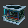 3D Modern Blue And White Container Design With Panel And Reflective Base