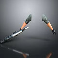 Modern Metallic Weapon Held By Arms With Green Sleeves And Black Gloves