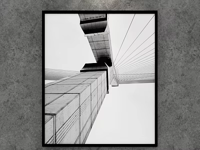 Black and White Bridge Structure With Concrete Pillars And Cable Stayed Design 3d model
