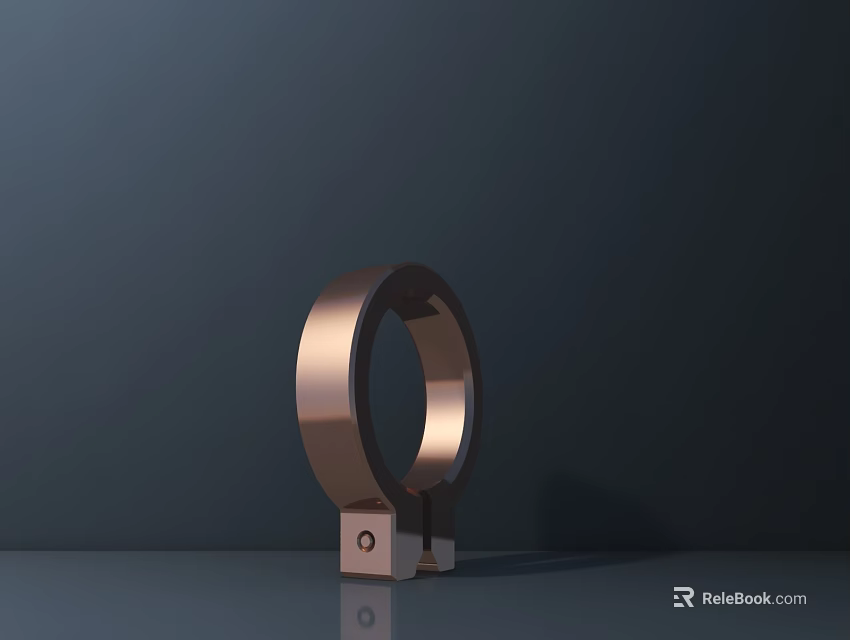 Artistic Copper Colored Circular Ring Sculpture With Square Base On Dark Background 3d model 