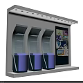 Modern Display Wall Featuring White Background Curved Glass Shelves Purple Lighting And Image Panel