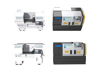 Industrial CNC Lathe Equipment with Digital Control Panel and Precision Design 3d model
