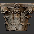 Scenic Outdoor Landscape Featuring Intricately Carved Stone Pedestal With Natural Plant Motifs