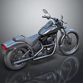 Classic Black Motorcycle With Single Seat Long Exhaust Pipes And Round Mirrors
