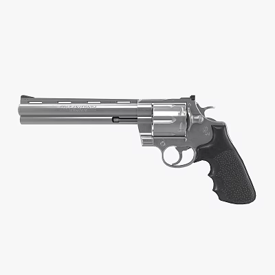 Classic Silver Revolver Featuring Black Grip Metal Barrel And Rotating Cylinder 3d model Classic Silver Revolver Featuring Black Grip Metal Barrel And Rotating Cylinder 3d model