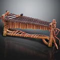 Handcrafted Wooden Xylophone Musical Instrument with Woven Details and Natural Design Elements