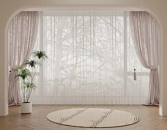 Modern universal curtain fabric curtain gauze curtain 3d model