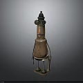 Vintage Metallic Robot Character With Round Eyes Hat And Assembled Cylindrical Body Parts
