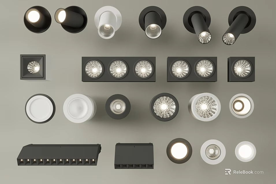 Various Styles Of Downlights And Spotlights For Modern Home Interior Lighting 3d model 