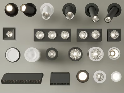 Various Styles Of Downlights And Spotlights For Modern Home Interior Lighting 3d model