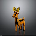 Orange Deer Character With Flaming Antlers And Collar On Dark Background