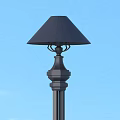 Black Outdoor Light With Round Shade And Beige Square Base For Garden Yard