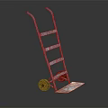 Metal Hand Truck With Two Wheels Flat Platform And Metal Support Bars Structure