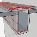 Red Steel Reinforcement Bars In Concrete Structural Building Framework