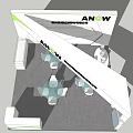 ANOW Exhibition Booth Interior With Tables Chairs And Expo Display Setup